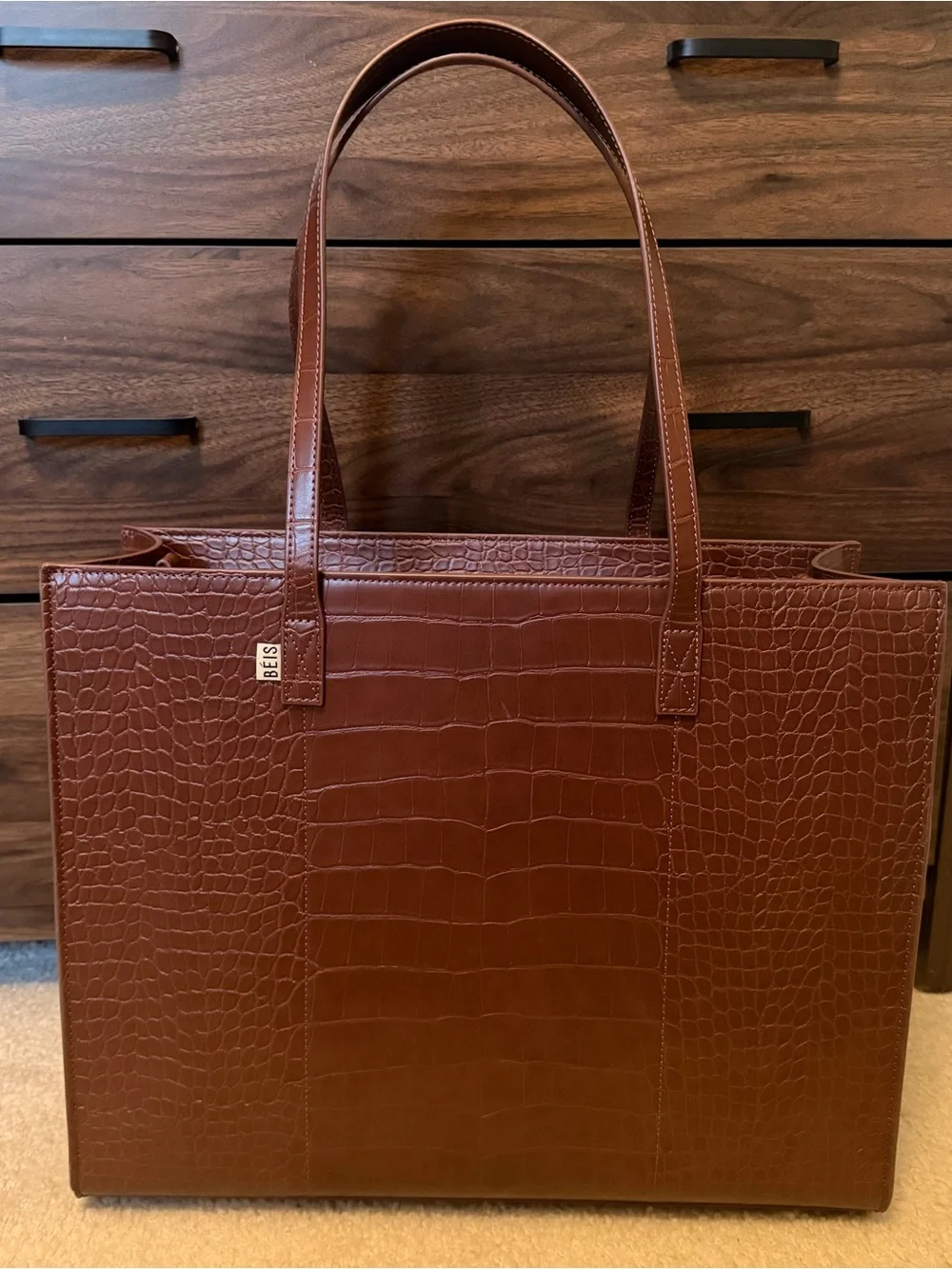 BEIS Large Work Tote - Maple Croc
